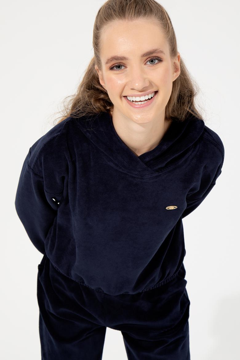 Kadın Lacivert Kapüşonlu Sweatshirt - 50261173005
