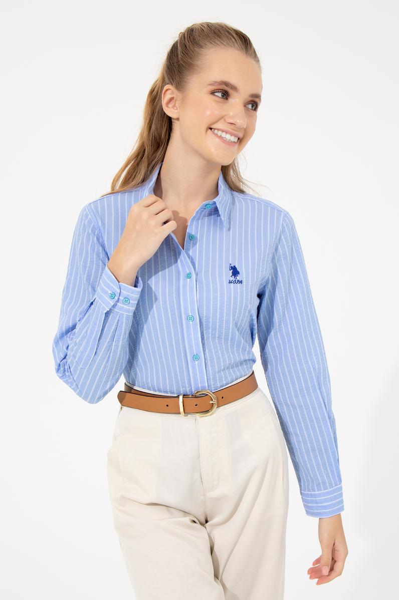 Kadın Mavi Uzun Kollu Gömlek