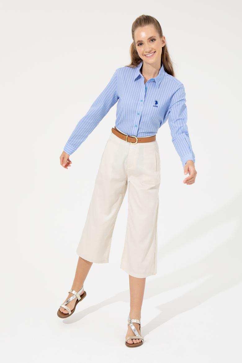 Kadın Mavi Uzun Kollu Gömlek - 50246676008