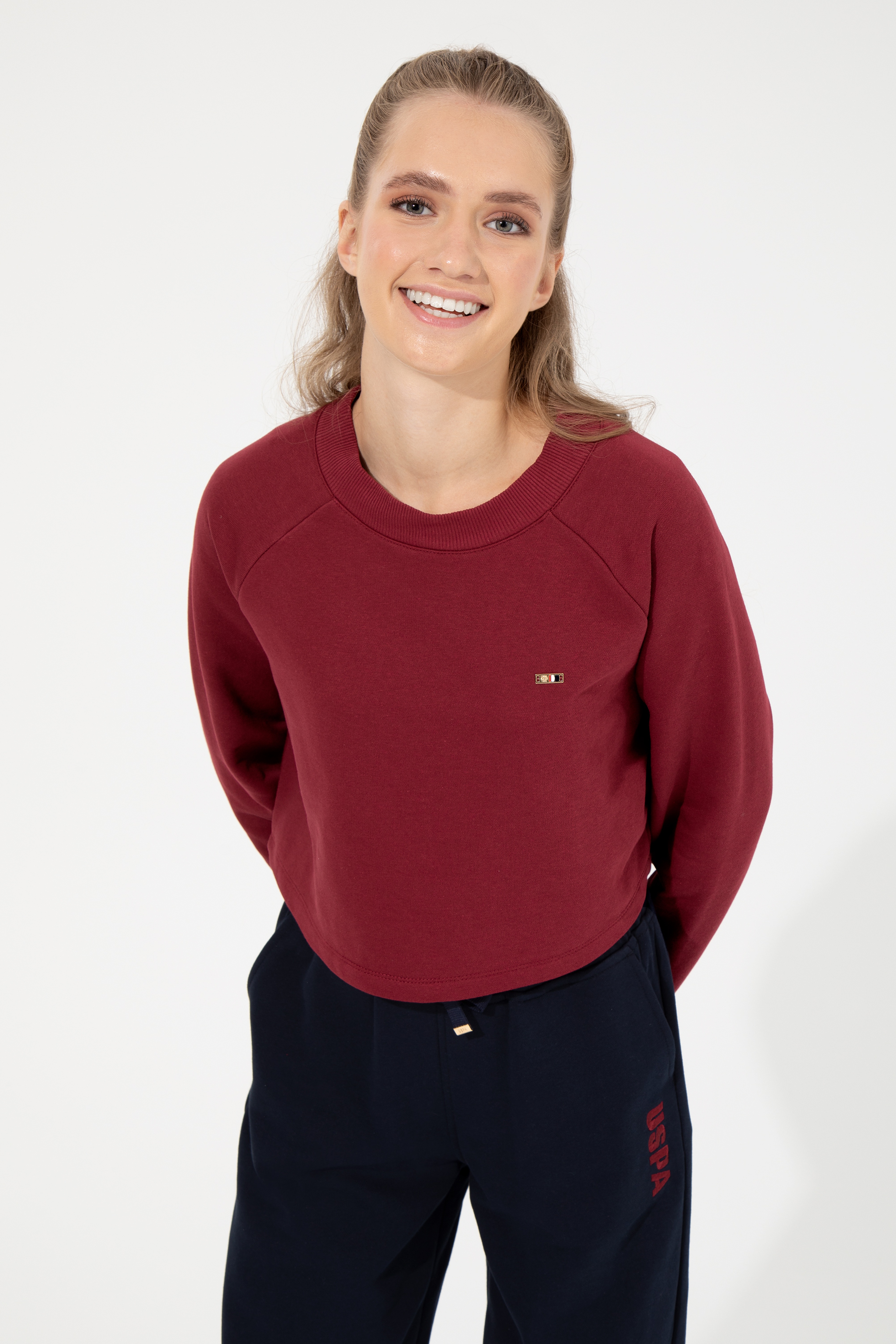 Kadın Vİşne Bisiklet Yaka Sweatshirt - Image 4