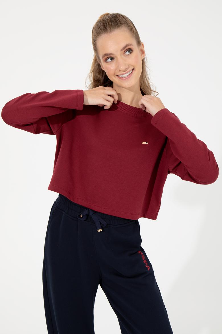 Kadın Vİşne Bisiklet Yaka Sweatshirt