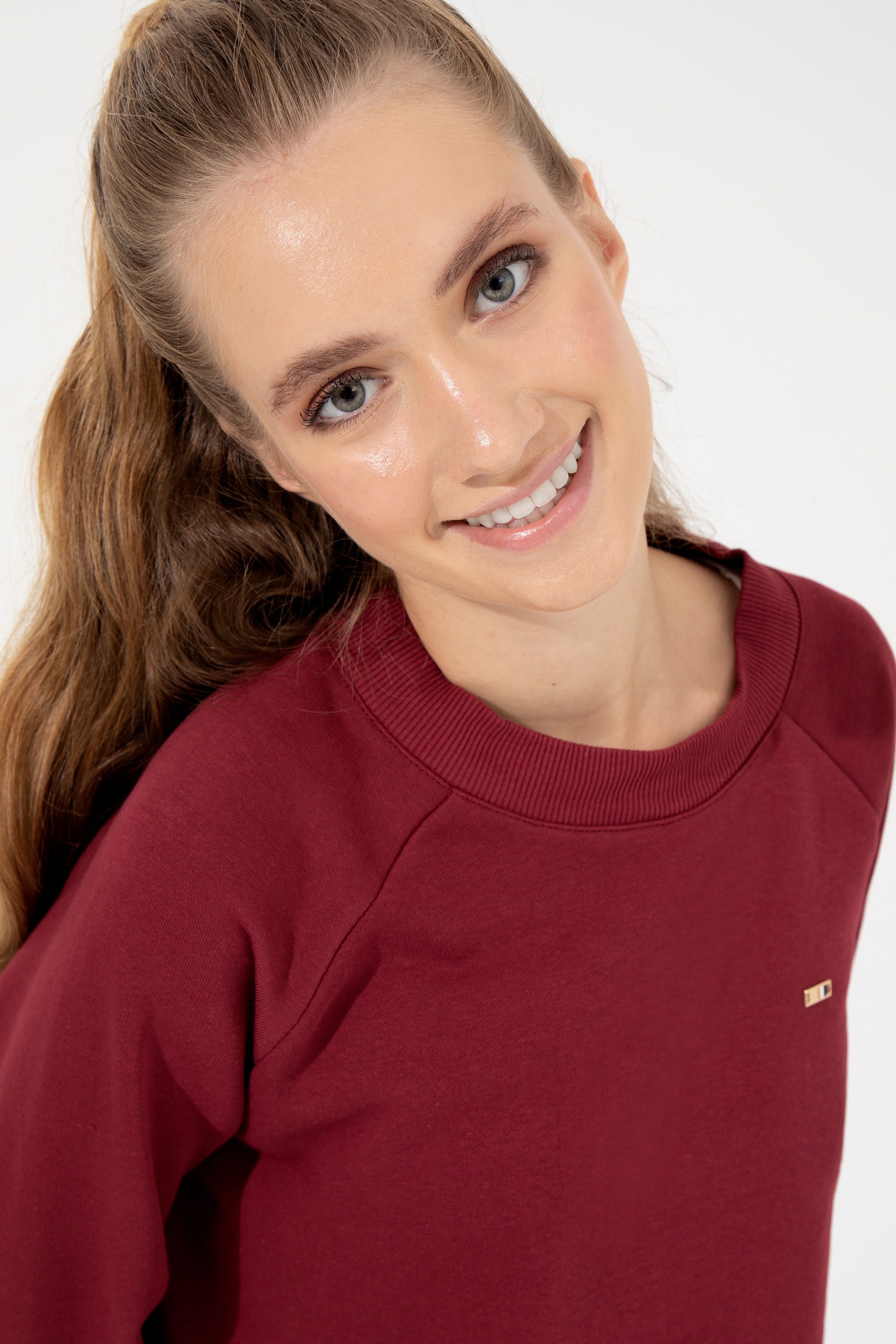 Kadın Vİşne Bisiklet Yaka Sweatshirt - Image 2