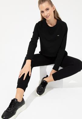 Kadın Siyah Bisiklet Yaka Sweatshirt - 50261257024