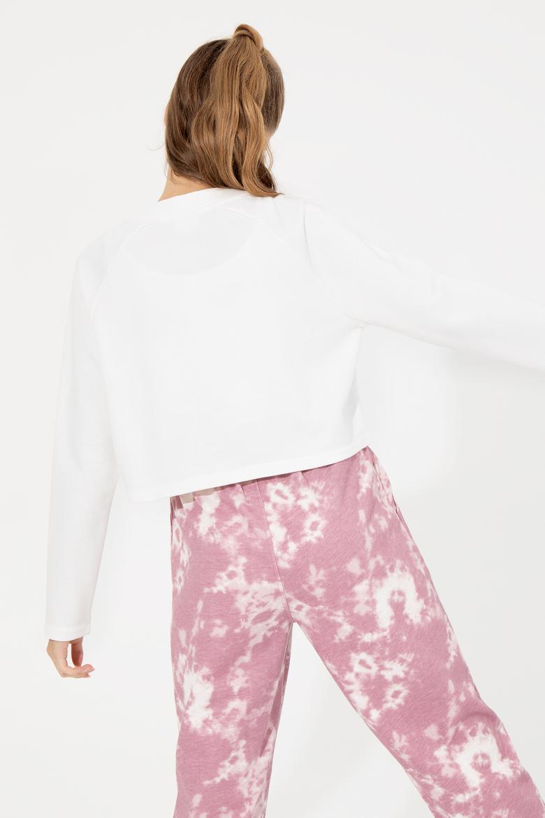 Kadın Ekru Bisiklet Yaka Sweatshirt - 50261257008