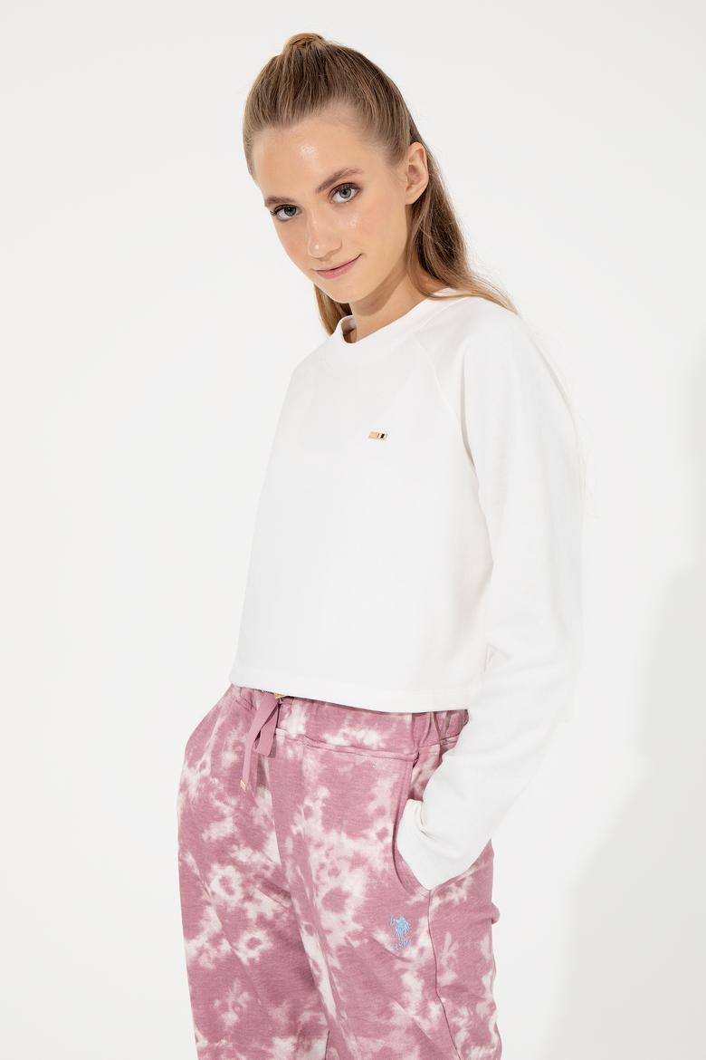 Kadın Ekru Bisiklet Yaka Sweatshirt - 50261257008