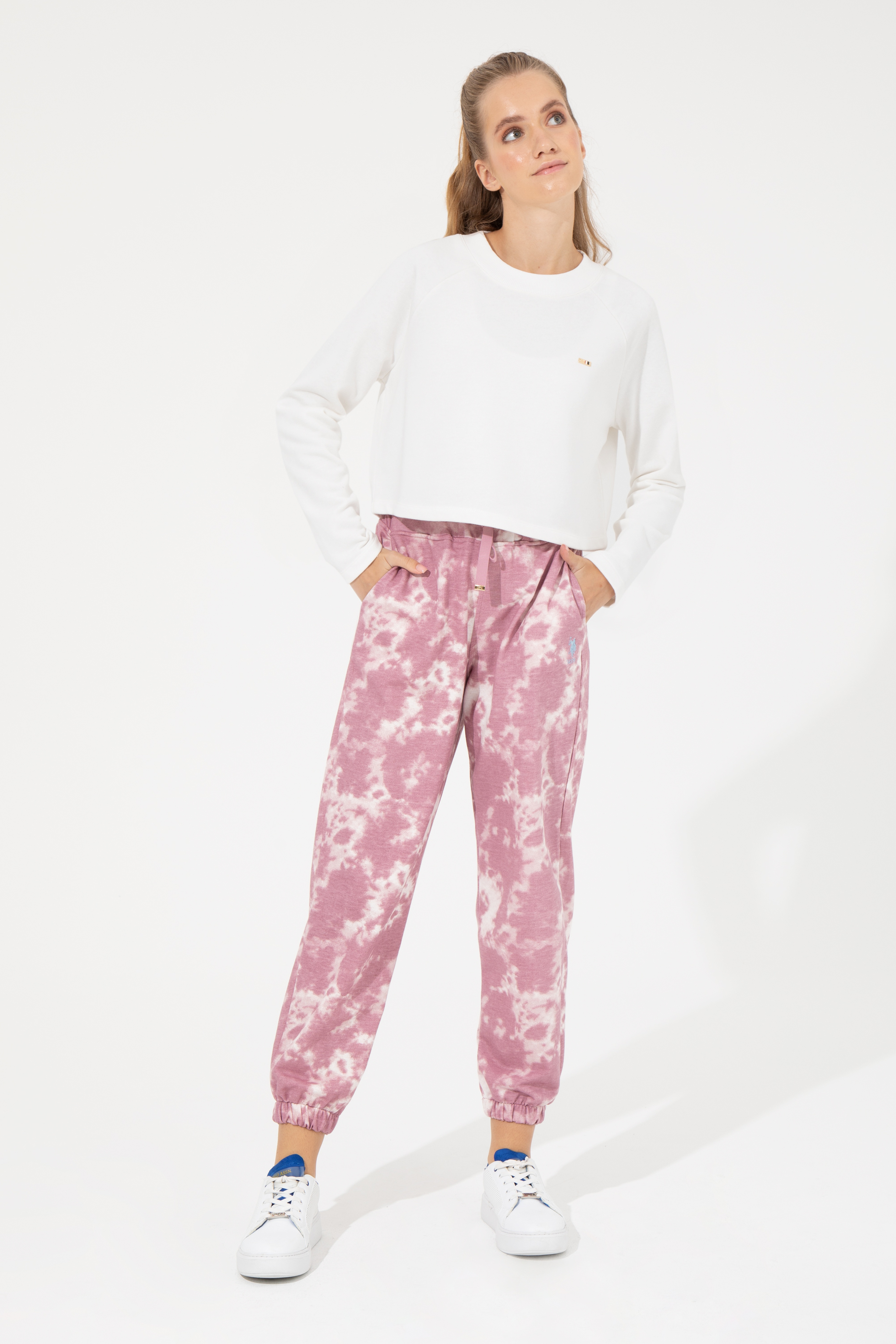 Kadın Ekru Bisiklet Yaka Sweatshirt - Image 3