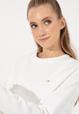 Kadın Ekru Bisiklet Yaka Sweatshirt - 50261257008