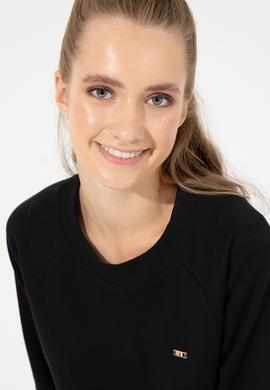 Kadın Siyah Bisiklet Yaka Sweatshirt - 50261257024