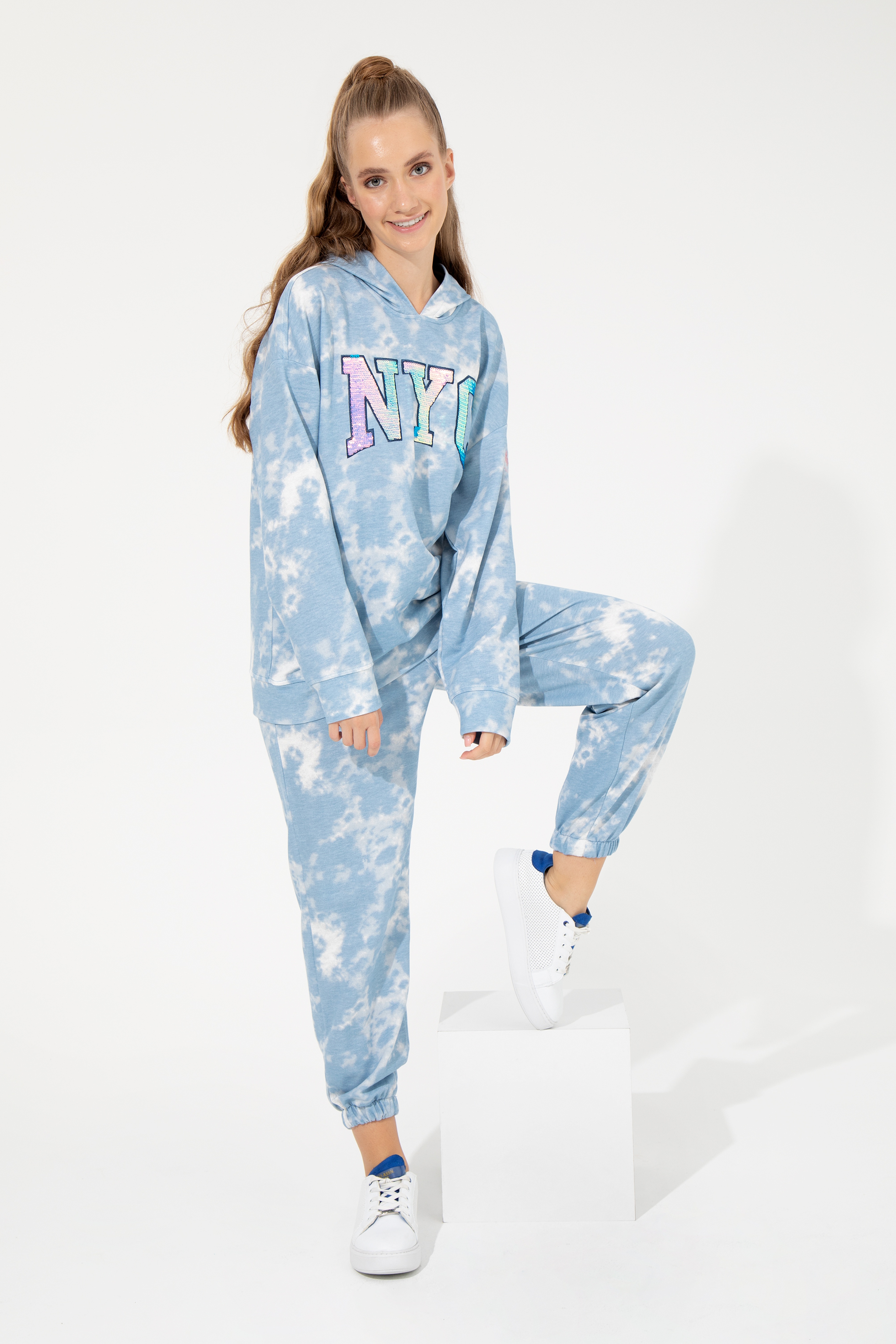 Kadın Mavi Jogger Eşofman Altı - Image 4