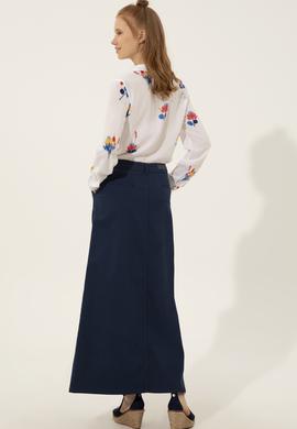 Kadın İndigo Dokuma Etek - 50207211060