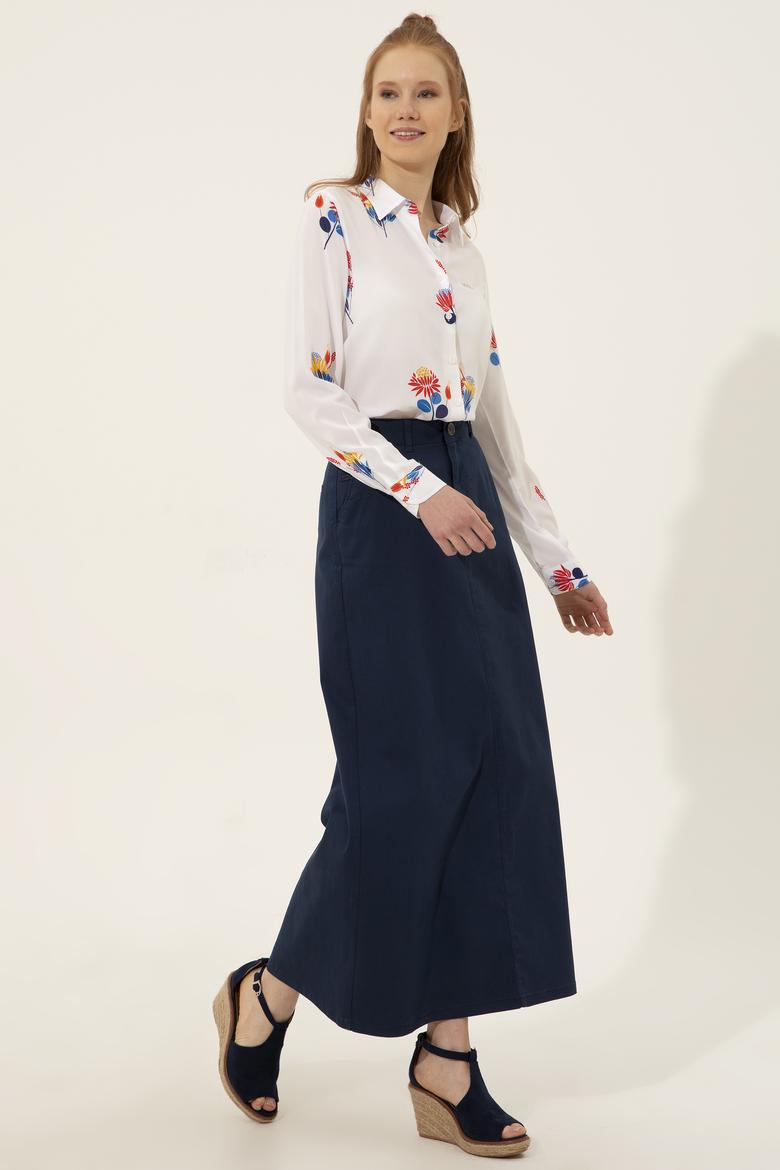 Kadın İndigo Dokuma Etek - 50207211060