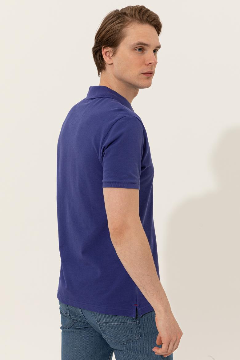 Erkek Mavi Basic Polo Yaka Tişört - 50249153370