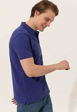 Erkek Mavi Basic Polo Yaka Tişört - 50249153370