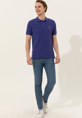 Erkek Mavi Basic Polo Yaka Tişört - 50249153370