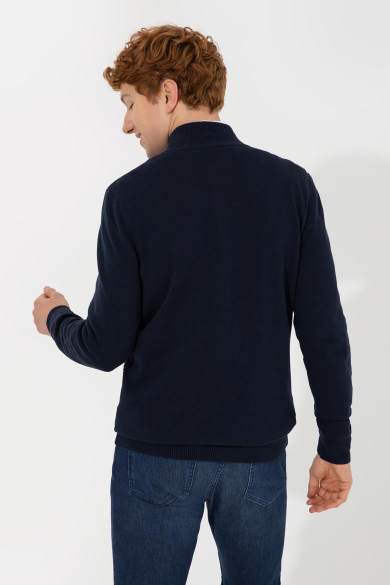 Erkek Lacivert Basic Triko Hırka - 50251875017