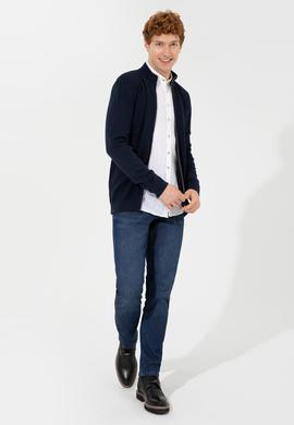 Erkek Lacivert Basic Triko Hırka - 50251875017