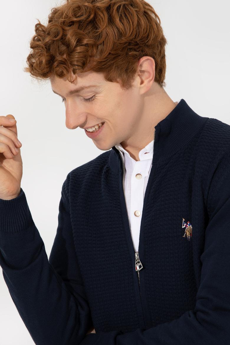 Erkek Lacivert Basic Triko Hırka - 50251875017