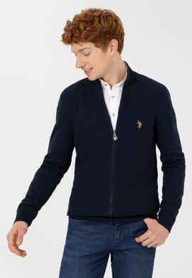 Erkek Lacivert Basic Triko Hırka - 50251875017