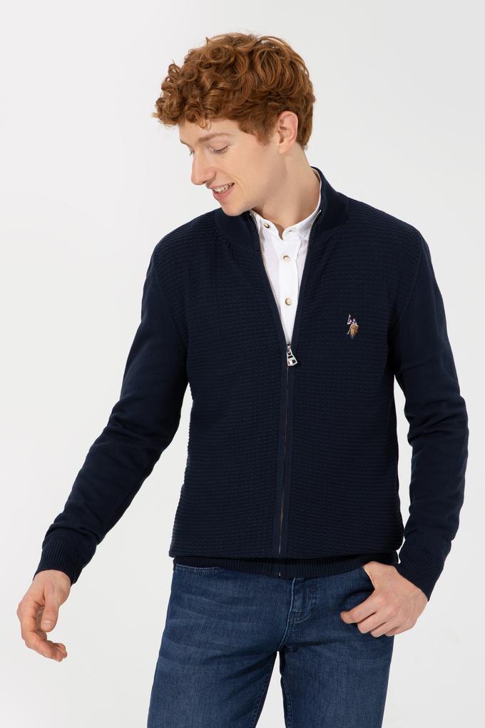 Erkek Lacivert Basic Triko Hırka