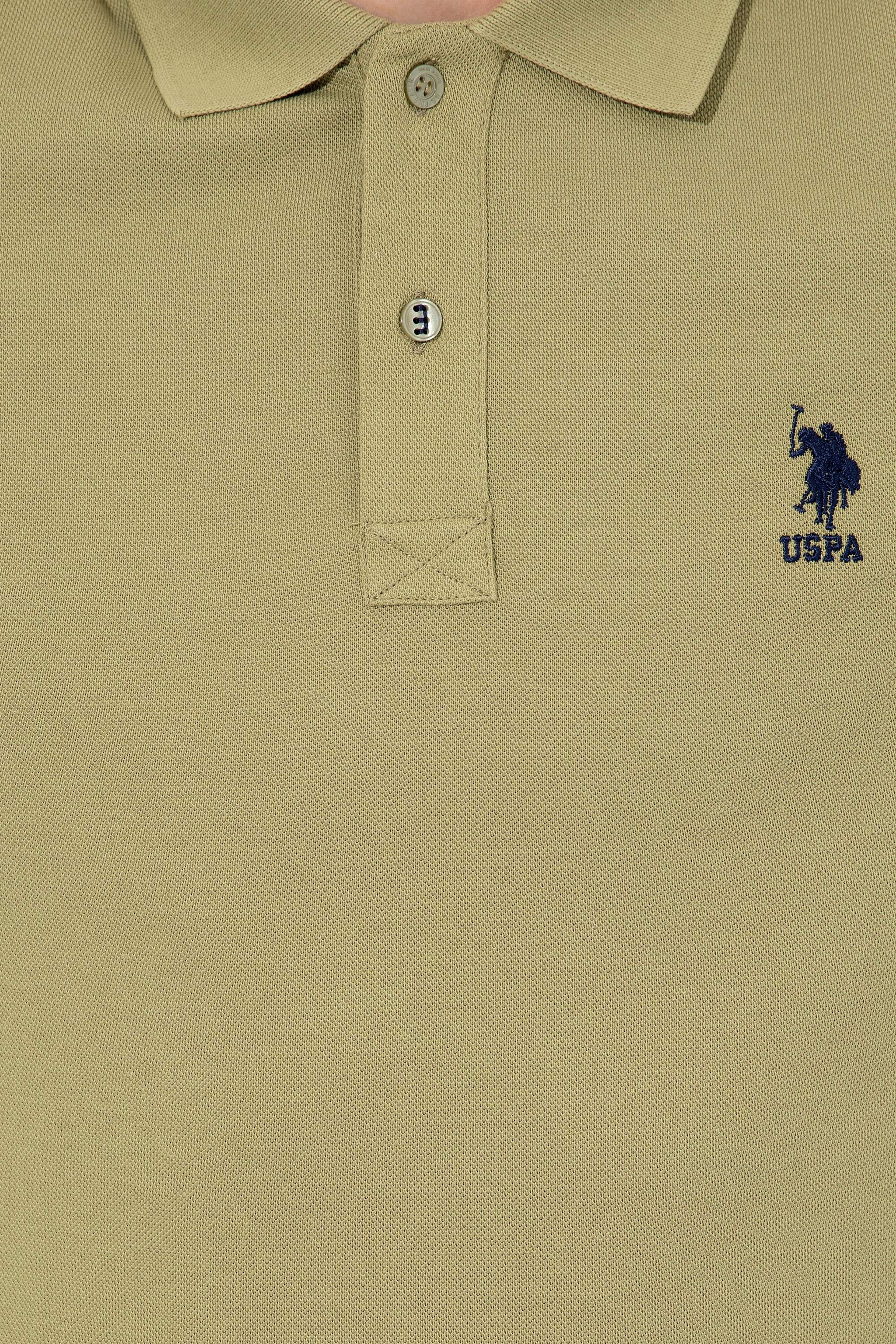 Erkek Koyu Haki Polo Yaka Basic T-Shirt - Image 6