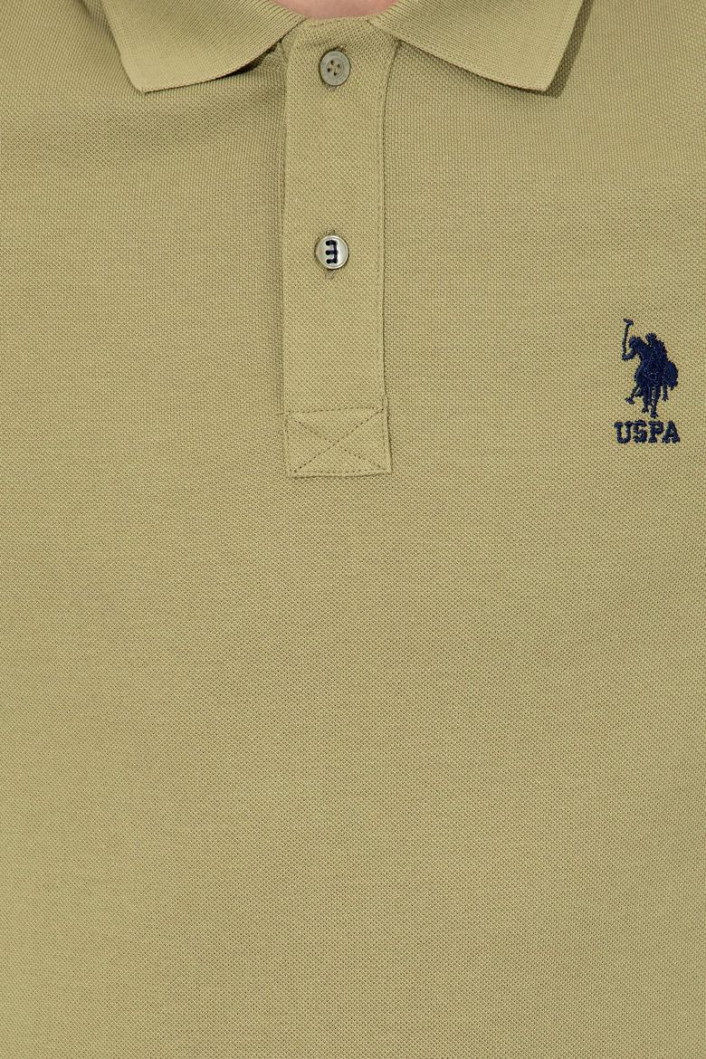 Erkek Koyu Haki Polo Yaka Basic T-Shirt - 50249153320