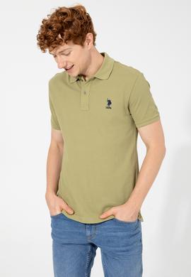 Erkek Koyu Haki Polo Yaka Basic T-Shirt - 50249153320