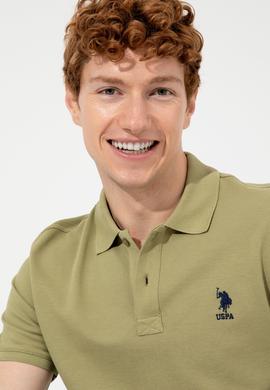 Erkek Koyu Haki Polo Yaka Basic T-Shirt - 50249153320