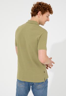Erkek Koyu Haki Polo Yaka Basic T-Shirt - 50249153320