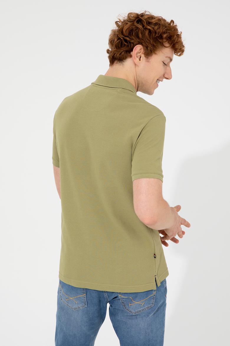 Erkek Koyu Haki Polo Yaka Basic T-Shirt - 50249153320