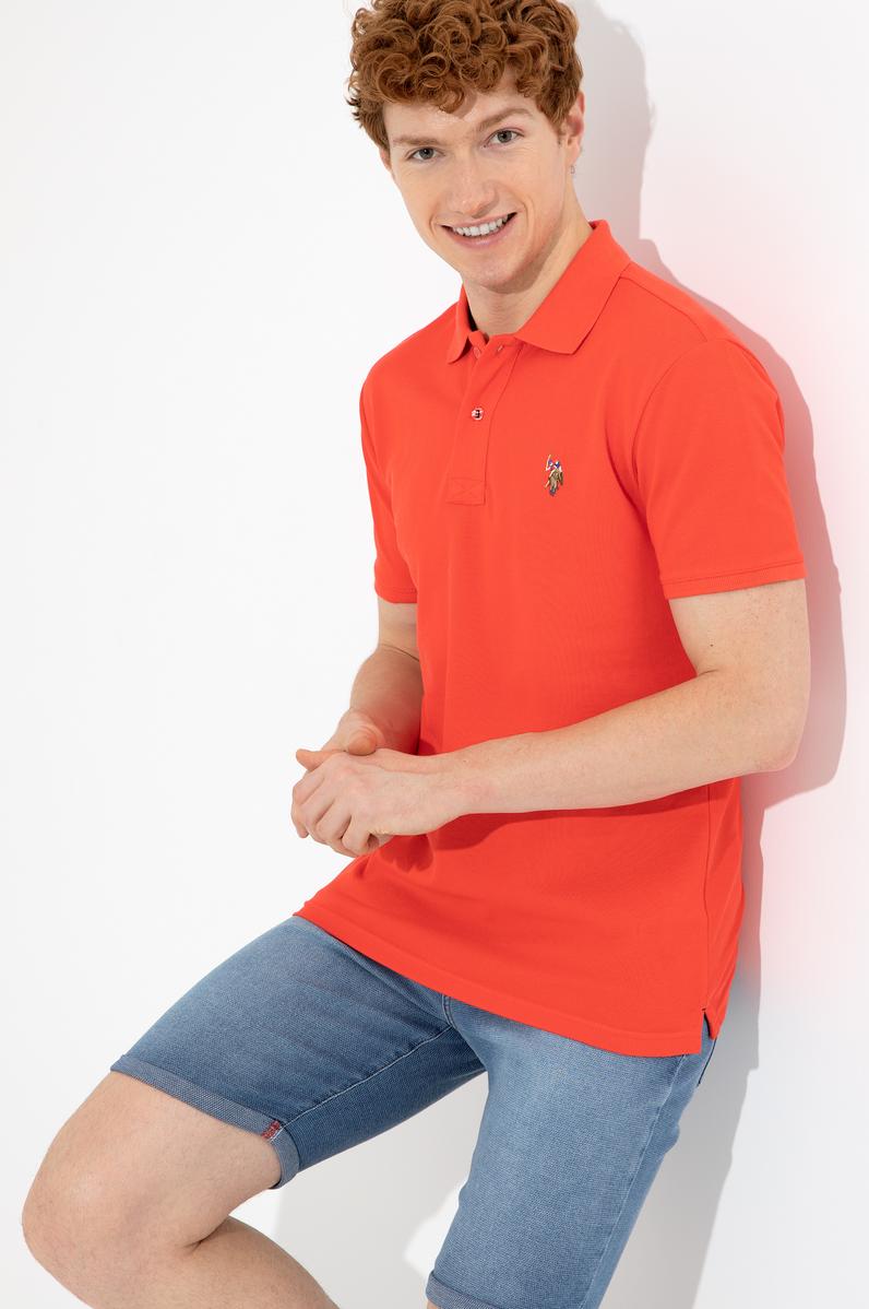 Erkek Kırmızı Polo Yaka Basic T-Shirt