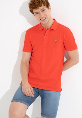 Erkek Kırmızı Polo Yaka Basic T-Shirt - 50248556170