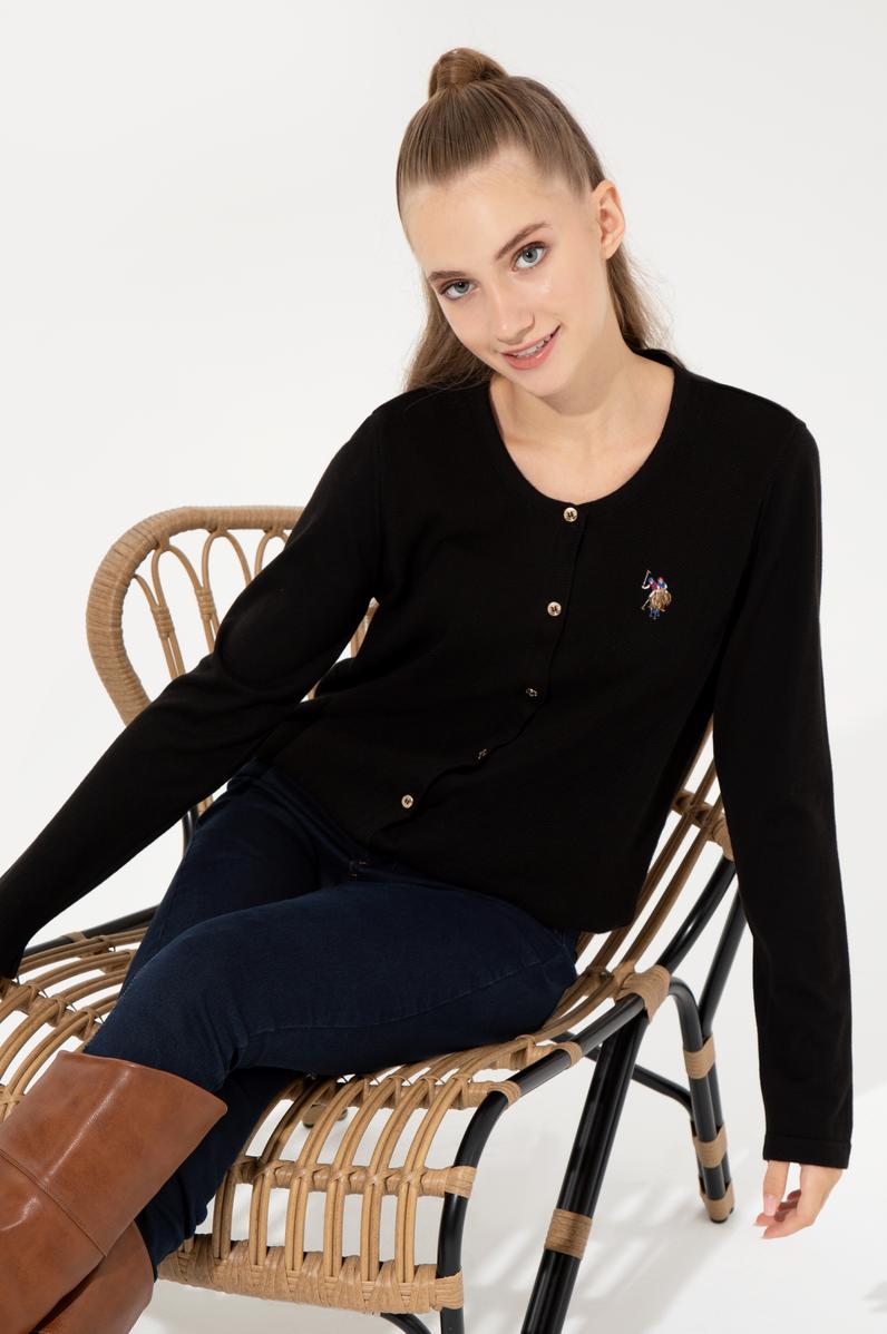 Kadın Siyah Basic Triko Hırka