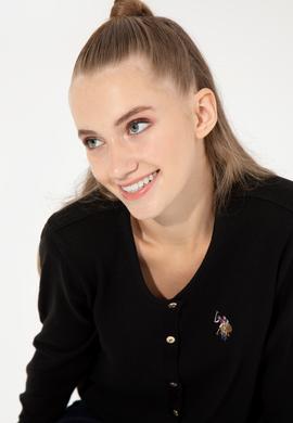 Kadın Siyah Basic Triko Hırka - 50253697019