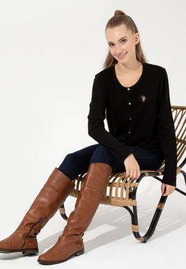 Kadın Siyah Basic Triko Hırka - 50253697019