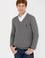 Erkek Gri Melanj V Yaka Basic Triko Kazak