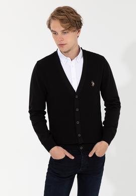 Erkek Siyah Basic Triko Hırka - 50251881011