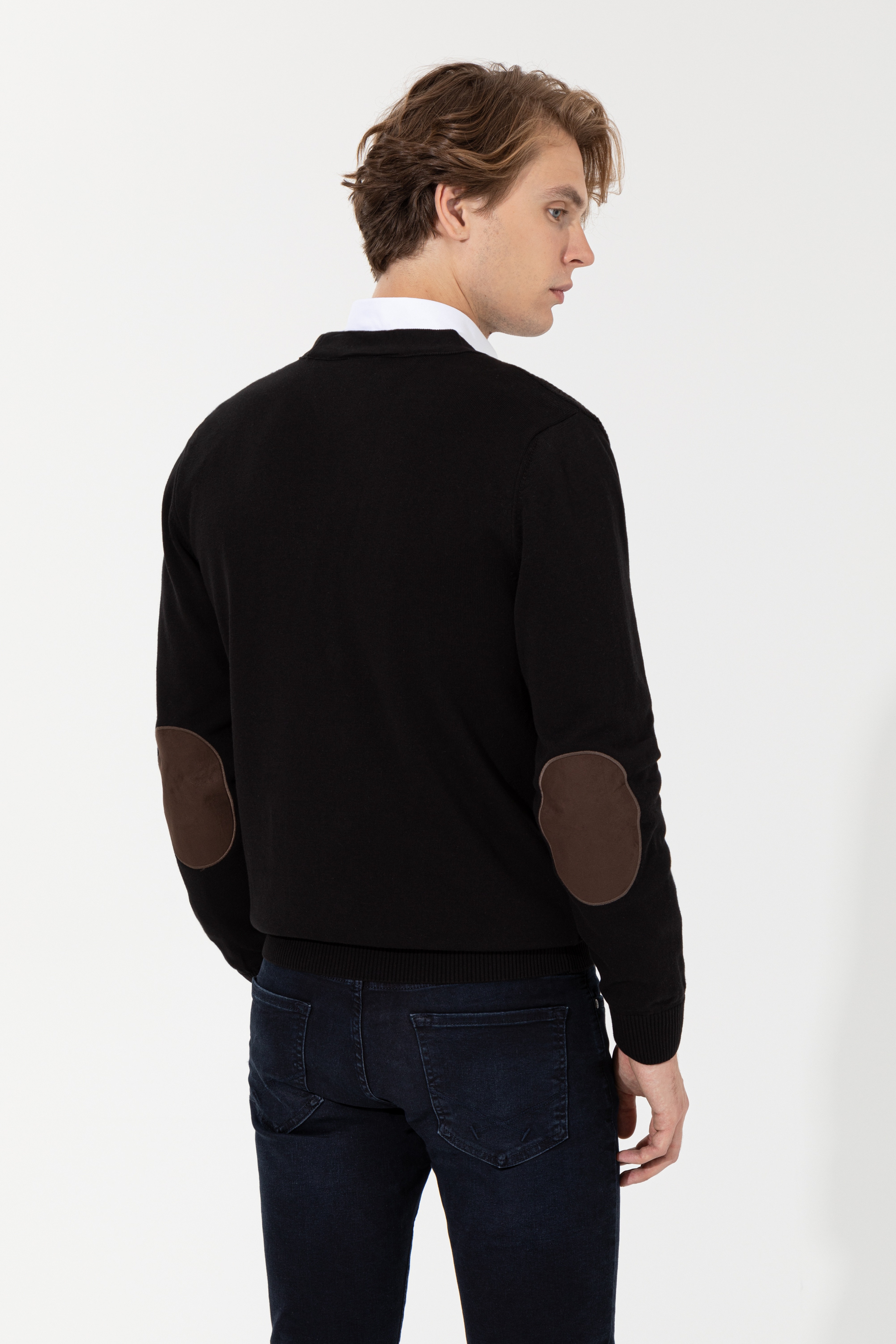 Erkek Siyah Basic Triko Hırka - Image 5
