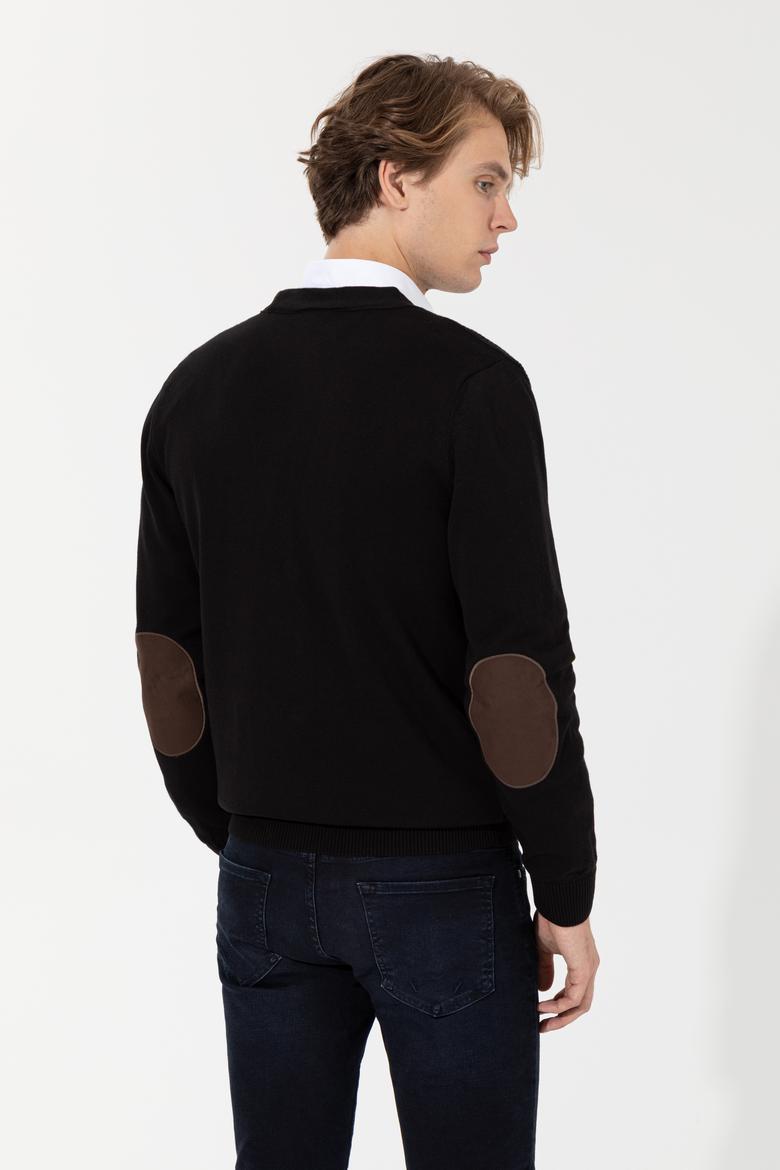 Erkek Siyah Basic Triko Hırka - 50251881011