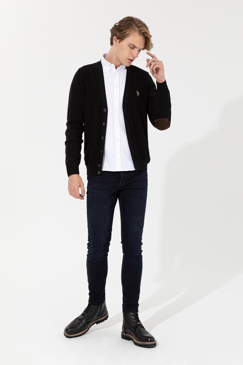 Erkek Siyah Basic Triko Hırka - 50251881011