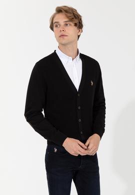 Erkek Siyah Basic Triko Hırka - 50251881011