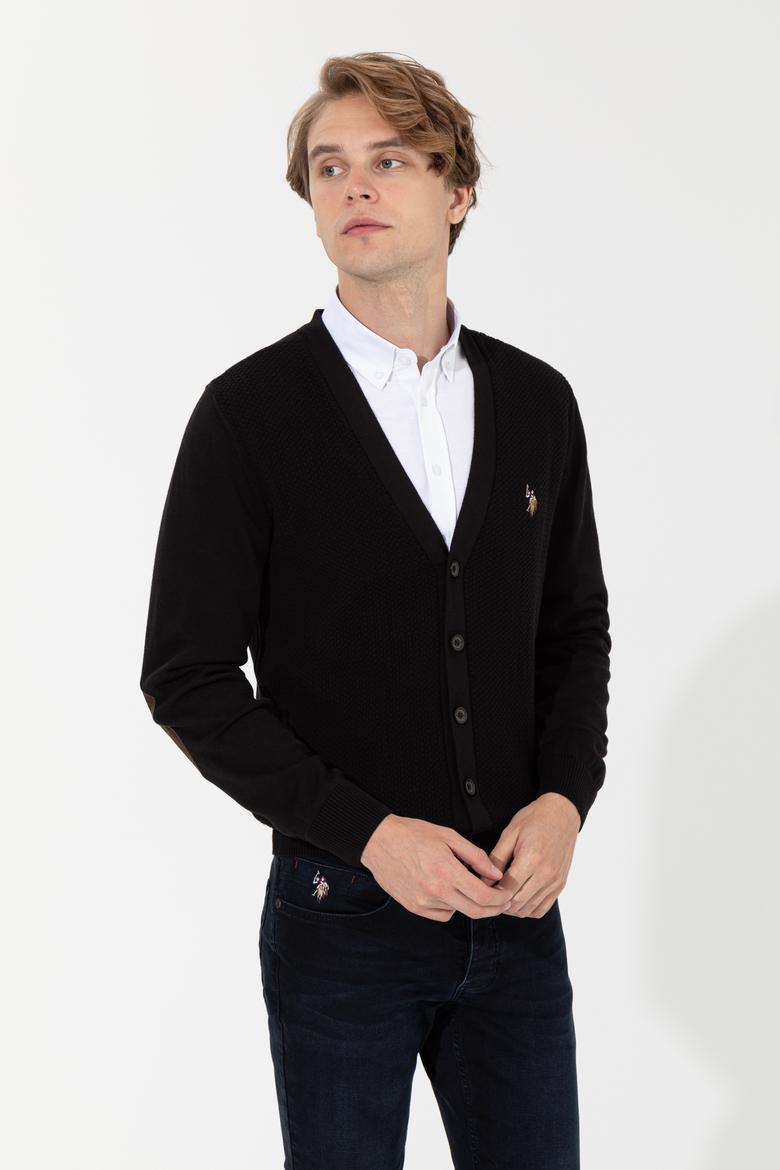 Erkek Siyah Basic Triko Hırka - 50251881011