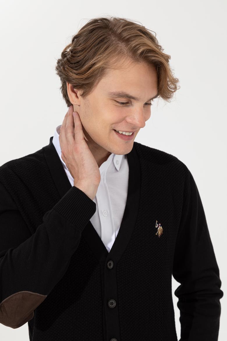 Erkek Siyah Basic Triko Hırka - 50251881011