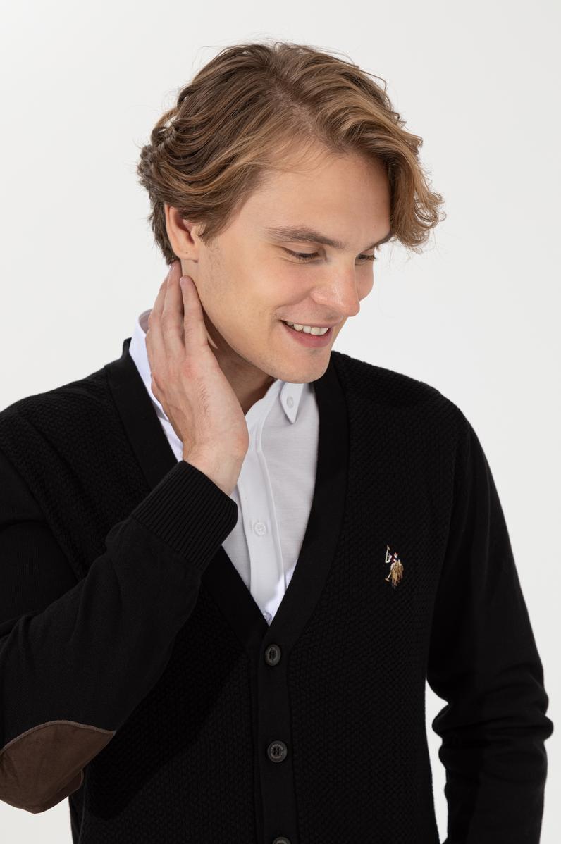 Erkek Siyah Basic Triko Hırka