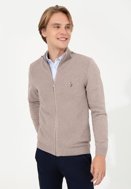 Erkek Vizon Melanj Basic Triko Hırka - 50251875065