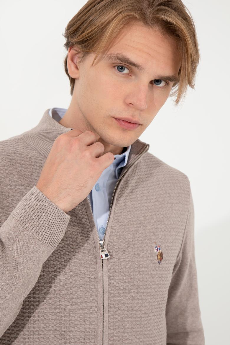 Erkek Vizon Melanj Basic Triko Hırka - 50251875065