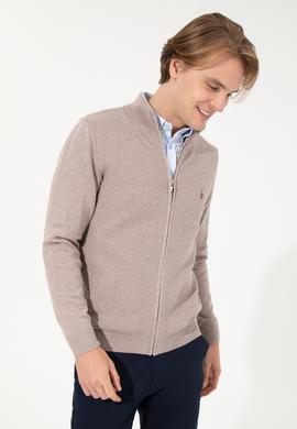 Erkek Vizon Melanj Basic Triko Hırka - 50251875065