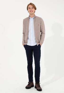 Erkek Vizon Melanj Basic Triko Hırka - 50251875065