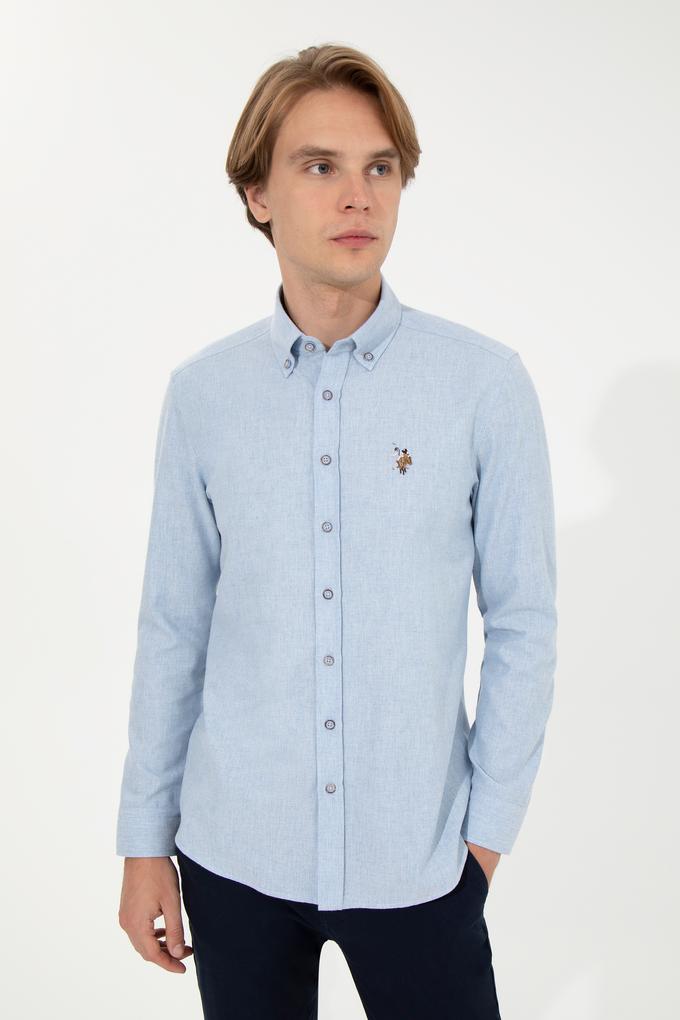 Erkek Açık Mavi Uzun Kollu Basic Gömlek