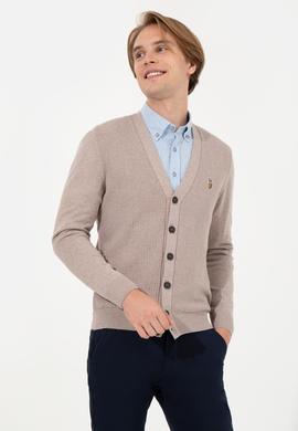 Erkek Vizon Melanj Basic Triko Hırka - 50251881064