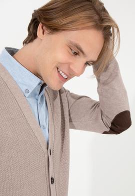 Erkek Vizon Melanj Basic Triko Hırka - 50251881064